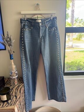Hand studded jeans